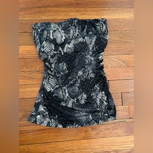 Express Snakeskin Pattern Ruched Strapless Tube Top